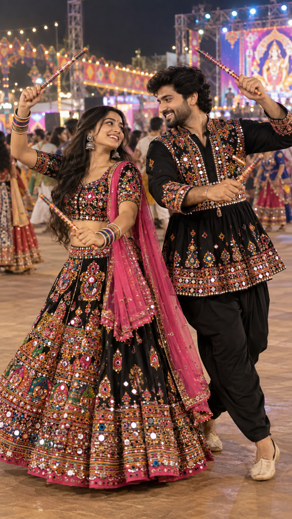 Indian couple celebrating Garba