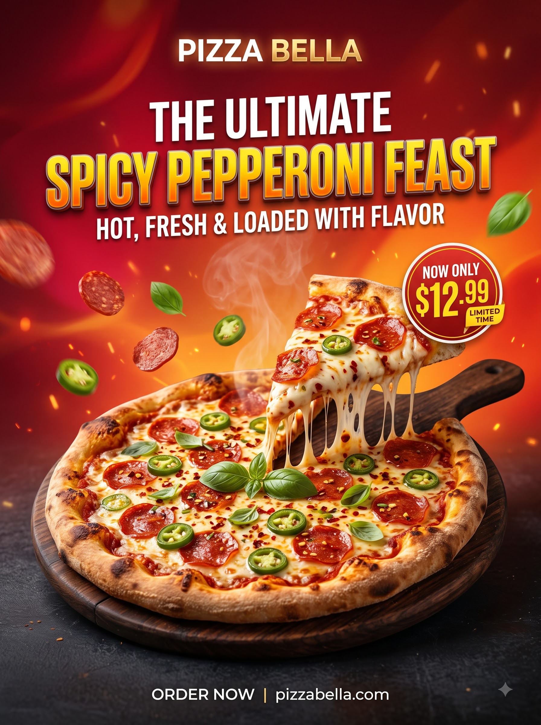 PIZZA — Modern Vibrant Cheese Burst Poster