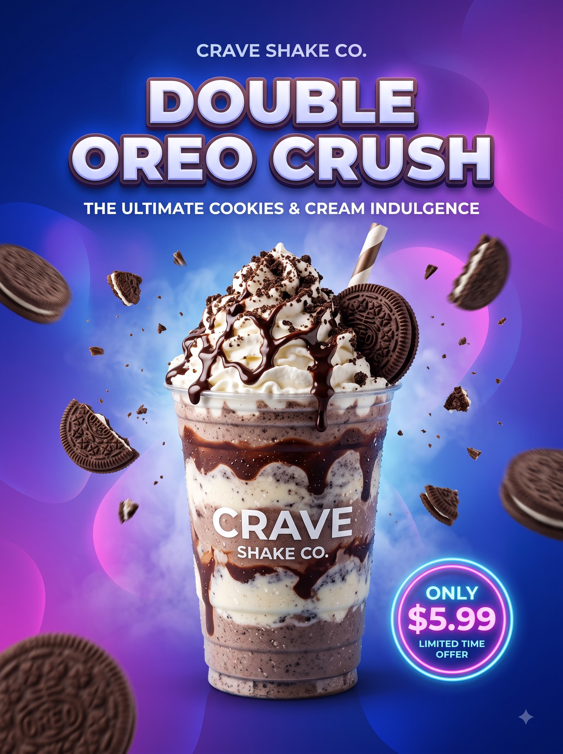 ICE CREAM / SHAKE — Cool Vibrant Dessert Drink Poster